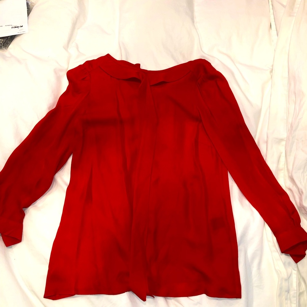 Marc by Marc Jacobs Red silk blouse - Peter Pan collar with tie